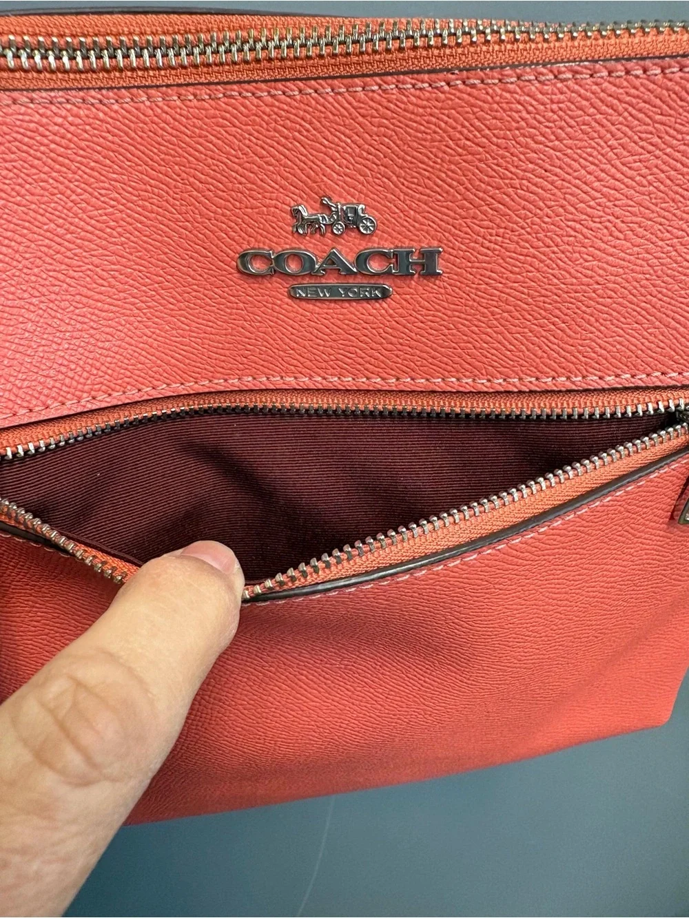 Coach Rowan File Crossbody Bag Strawberry Haze Leather Silver F29246
